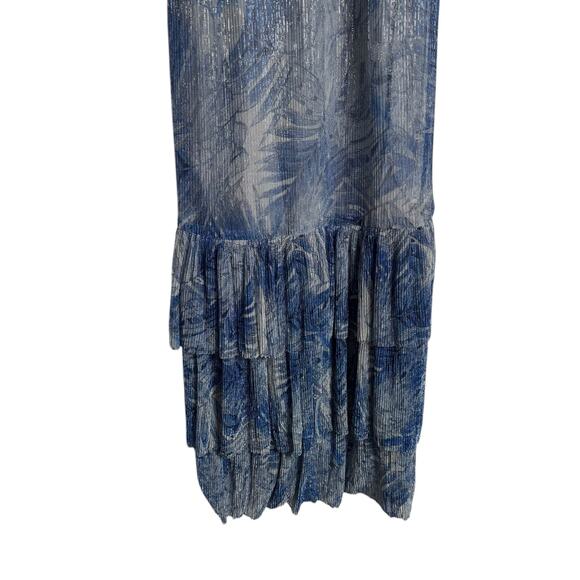Mia Vesper Frond Mermaid Blue Printed Sleeveless Chiffon Maxi Dress Size Small - Picture 12 of 15
